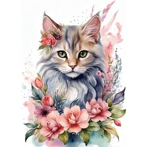 Kulvci Cat Diamond Painting Kits للبالغين ، ومجموعات فن الماس الدائرية الكاملة ، وحرف Diy Diy 5D Home Home Decoration Diforation 12 × 16inch