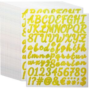1520 PCS ملصقات Gold Letter 20 ورقة ملصقات أبجدية تلميح صغير فينيل 1 بوصة على رسائل لخلاصات كأس Stanley زجاجات المياه الصناديق الصبغة الفصول الدراسية