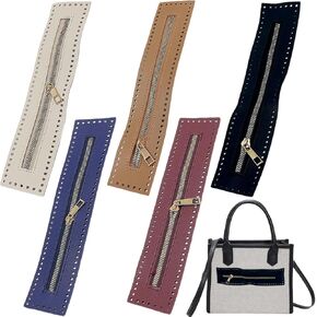 5 PCS PU Leather Zipper Leather Sewing Zippers PU Leather Bag Zipper Purse Black Handbag Sewing Zippers Frames with Hole Bulk Fastener for DIY Purse Sewing Handicraft Accessories