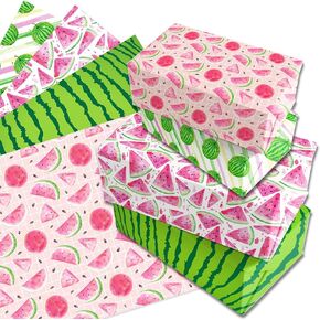 DodelyGz 12 Sheets Watermelon Gift Wrap Paper,Watermelon Pattern Wrapping Paper For Summer Fruit Birthday Party DIY Gift Packing Miner Crafting Baby Shower Party Favor, 20 x 27 Inch
