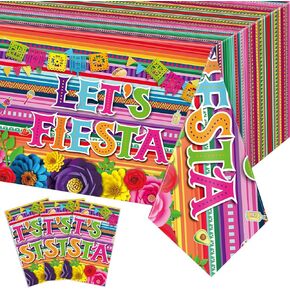 3 قطع فييستا موضوع الطاولة مائدة مائدة طاولة مكسيكية مائدة مكسيكية Cinco de Mayo Party Table تغطي Fiesta Taco Night Table Cloth Mexican Form Supplies for Mexican Fiesta Party Decor