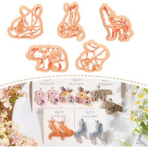 قواطع الطين البوليمر للحيوانات Puocaon - 5 PCS غابات القاطع الطينية المنقوش للمجوهرات والأقراط والطباعة الأزهار