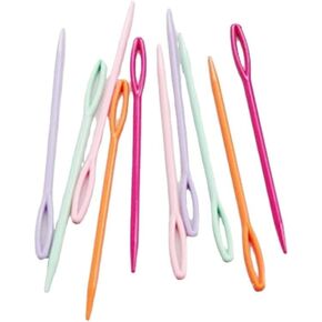 20 PCS Candy-Color Random 2.75 "إبر بلاستيكية كبيرة العينين ، إبر خياطة مبسطة ، حاكمة الإبرة والكروشيه