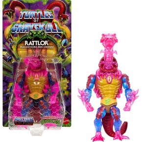 Masters of Universe Origins Turtles of Grayskull Rattlor Reptile Wars Posable Action Figure, Teenage Mutant Ninja & Motu Crossover Villain Toy