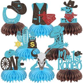 8pcs Rodeo Party Decorations My 1st Rodeo Honeycomb Centerpines Cowebo