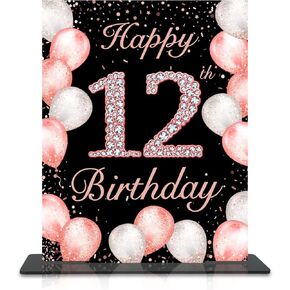 Happy 85th Birthday Pink & White Balloon Acrylic Table Poster Centerpiece with Matching Stand, Cheer to 85th Birthday Party -2 Pack of Birthday Table Topper Birthday Party Decorations