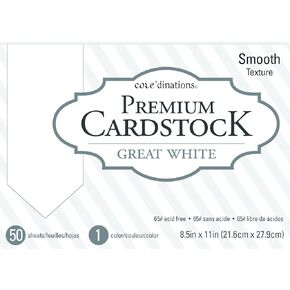 American Crafts 377687 Great White Core'dinations 8.5 X 11 Value Pack 50 Sheets,Great White