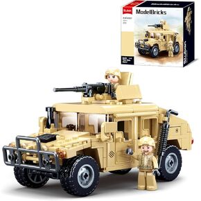 Military Off-Road Vehicle Set, Inspired by WW2 Army Toys, Model Kit, Including 2 Action Soldier Minifigures, Gifts for Boys Aged 6-12 Kids Girls, Compatible with Lego Military Set, 265 PCS