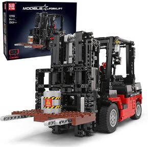 Mould King 13106 Forklift Truck Building Block Kit, MOC Remote Control Heavy-Duty Shelf Lifted Truck Model Toy, Gift Toys for Kids Age 8+/ Adult (1,719 Pieces)