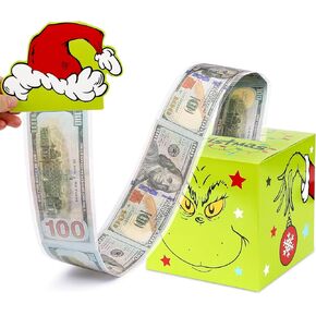 DAZONGE Christmas Gifts for Party, Money Holders with 100 pcs Transparent Bags, Merry Christmas Party Favor, Money Pull Pouch for Kids & Adults