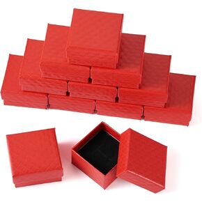 Craftdady 12pcs صناديق خاتم المجوهرات الوردي 1.97 × 1.97 × 1.18 بوصة صناديق مربعة صغيرة مربعات مربعات مربعات الماس مجوهرات من الكرتون مع أغطية حاضر صناديق التعبئة لعرض مجوهرات المهرجان
