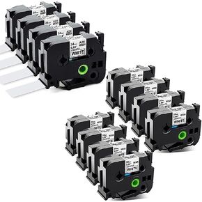 Labelife 24mm Label Tape متوافق مع Brother P Touch Tze Tape 24mm 0.94 أبيض Tze-251 Tze251 TZ-251 TZ251 TZ شريط 1 بوصة ، إجمالي 12 عبوة