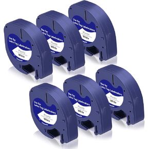 استبدل dymo letratag تعبئة 91331 S0721510 أبيض بلاستيك Letratag Label Tape متوافق مع Dymo Letratag Plus LT-100H LT-100T QX50 صانع الملصقات ، 12 مم × 4M (1/2 بوصة × 13 قدم