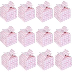 Glavatrix Pink Bow Treat Boxes 12pcs Coquette Bowknot Party Forms Boxes Small Candy Snack Goodie Paper Gaint