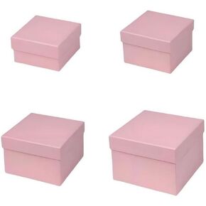 Hewnda Square Dique Dip Hife Box ، 4 Pack Size Sisteriative Box مع غطاء لحفل الزفاف ، المهرجان ، حفلة عيد الميلاد ، التذكارات (الوردي)