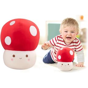 Cute Mushroom Stuffed Plush Toy, Red 3D Soft Mushroom Plush Plushie, 13.7‘’ Mushroom Hugging Plush Pillow, Gift for Girls Boys Home Decor Christmas Valentines Party