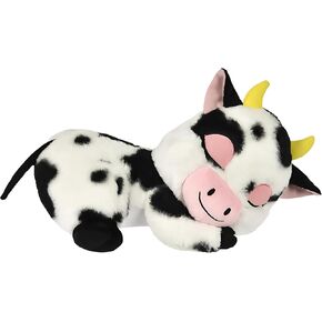 Forest & Twelfth 14.5" Dozy Stuffed Animal – Adorable Sleeping Barnyard Large Stuffed Animals for Babies, Infants, and Toddlers, Adorable Big Plushies Ideal as Home Decor, Cuddle Pillow (Cow)