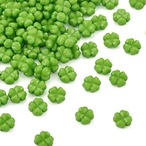 100pcs 11 مم خضراء أربعة أوراق البرسيم الخرزات الأكريليك غير شفاف حبات الفواصل الفضفاض