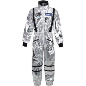 AGCOAH Adult Astronaut Jumpsuit Costume Spaceman Suit Pilot Halloween Cosplay Dress Up