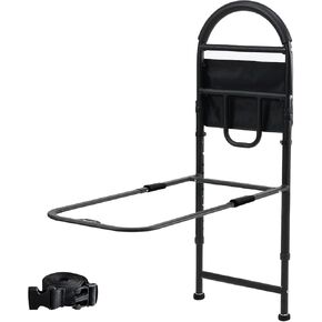 Bed Rails for Elderly Adults Height Adjustable Bed Side Rails with Extension Legs & Storage Pocket Stable Bed Assist Bar Fall Prevention Bed Rails for King Queen Twin Size Bed