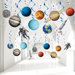 30 Pcs Space Themed Party Decorations Solar System Hanging Swirl Decorations Outer Space Party Supplies for Kids Galaxy Birthday Party favors Science Classroom Decor