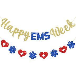 Qttier Happy EMS Week Banner ، Banner EMS تقدير ، حفل الأسبوع الوطني لـ EMS للمستشفى ، شكرًا لك لافتة EMS