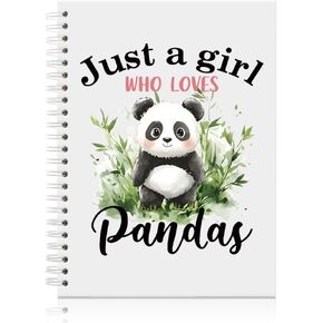 Just a Girl Who Loves Pandas Spiral Notebook, Cute Panda Notebook Gifts for Women Daughter Panda Lover, Xmas Appreciation for Mom Sister Friend Coworker, Birthday Gifts for Panda Lover