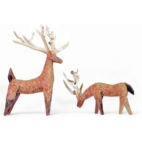 Driftwood Deer Aquarium Decoration-حلية الأسماك الفريدة والفنية ، زخرفة Terrarium ، آمنة وصديقة للبيئة لموائل Aquascaping & Reptile (الغزلان مع قرون طويلة)