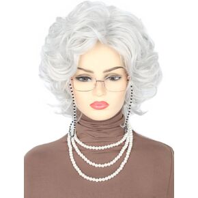 Topcosplay Womens Wigs Black Short Curly Cosplay Wigs with Bow Headband Halloween Costume Wigs in Kuwait