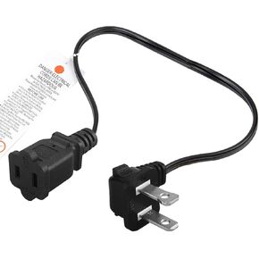 6-Feet (1.8M) Right Angled Polarized US 2-Prong Male-Female Extension Power Cord Cable, SPT-2 16AWG 2 Prong Extension Cable Cord 10A/125V