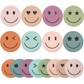 24 Packs Smile Face Sticky Notes Boho Happy Face Memo Pads Colorful Reminder Notes for Annotating Office Classroom Study, 480 Sheets