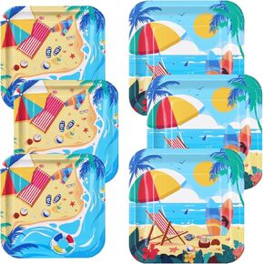 Gatherfun 80 PCS Beach موضوع الحفلات مجموعة - Ultimate Summer Pool Pack مع عشاء ورقي ولوحات الحلوى لحفل شاطئ هاواي ، زخارف أعياد الميلاد والمزيد ،