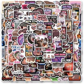 125Pcs Moo Deng Stickers Pack, Aesthetic Vinyl Waterproof Decals for Water Bottle,Laptop,Phone,Skateboard,Scrapbooking,Bumper Decor for Kids Teens Adults Fans for Party Supply Decor