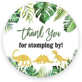 2" Round Dinosaur Thank You Favor Stickers for Birthday and Baby Shower - Set of 40 (Watercolor)