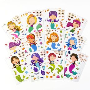 ملصقات للأطفال 36 ورقة ملصقات حورية البحر ، اجعل حفل ملصق الوجه يفضل أنشطة Goodie Bag Crafts أنشطة الهدايا للألعاب للأطفال التخرج من فصل عيد ميلاد الأطفال ، لوازم لعبة Rainy Day Perfect