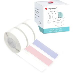 Phomemo Q31 Q32 Q30S Q30 Table Maker Tape ، Black on Lavender ، White ، Pink Sticker Paper Thermal Tare Self-Selfive Tape ، 15mm × 6m (1/2 "x2361/8") ورقة مستمرة ، 3 لفة