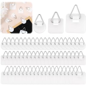 60 Pcs Adhesive Picture Hanger Invisible Adhesive Plate Hooks Picture Hangers Without Nails Plastic Sticky Wall Photo Hooks Frame Hanging Tool for Home Wall Art Photo Closet