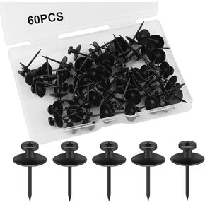 60Pcs Double Headed Picture Hanging Nails,Thumb Tacks for Wall,Small Head Hanging Nails Push Pins, for Drywall Cork Board Home Office Photo Decorations(Black)
