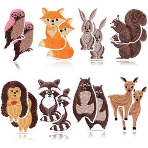 Mixweer 16 PCS Woodland Animal Iron on Patches Forest Animal Iron on Patch Chaking للملابس واللباس والقبعة والجينز وملحقات DIY