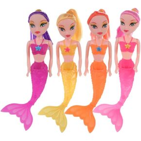 Vctitil 4 Pieces Princess Fairy Doll Toys for Girls Waterproof Classic Swimming Pool Toys Mermaid Dolls