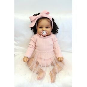 angelbaby Reborn Life Life Baby Dolls 24inch Soft Silicone واقعية واقعية مرجحة البنية البنية الداكنة المولود حديث الولادة من جديد للطفل فتاة تفصيلية للهدايا للأطفال