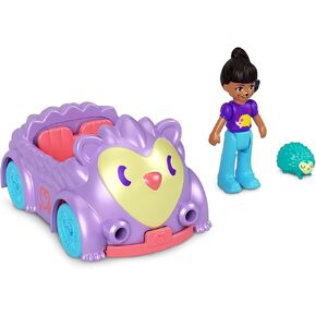 Mattel Polly مع حيوان أزرق والسيارة الأرجواني Polly Pocket Doll and Oper