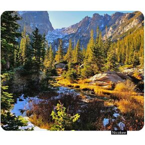 ألعاب فأر Pad Forest في حديقة Rockies Mountain الوطنية في الخريف مع وسادة الماوس من الثلج غير المنقوش لأجهزة الكمبيوتر ، الكمبيوتر المحمول ، المكتب ، المستطيل المنزلي مموز 9.5 بوصة × 7.9 بوصة