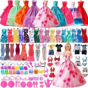 98 PCS دمية الملابس والإكسسوارات للدمية 11.5 بوصة ، ثياب الزفاف ، فساتين السهرة ، فساتين الانزلاق ، السباحة البيكيني ، وضعت الزي العادي للزي العادي و pant عيد ميلاد للفتاة 4-6 7-13
