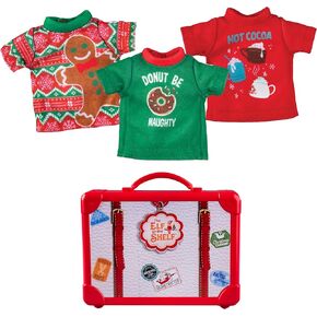 The Elf on the Shelf Claus Couture Collection Festive Fun T-Shirt Set - Set of 3 Elf-Size Tees with Gingerbread, Hot Cocoa and Donut Designs - Scout Elf Not Included