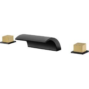 sumerain Waterfall Roman Tub Faucet with Hand Shower Brushed Gold Finish High Flow