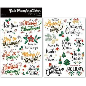 CATaireen Vintage Rub On Transfers Stickers for Crafts Holiday Theme Vibrant Crystal Glossy Surface Decal DIY Use for Glass Wood Rocks (Thank You Words)