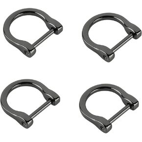 4pcs 1in inner Diameter Fashion Dollable D حلقات D مع حامل مفتاح Screating Screw Screw ، لسلسلة مفتاح حزام حزام المحفظة （Black 1inch）