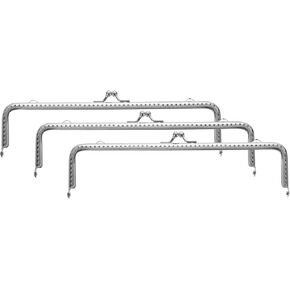 uxcell 3 pcs إطار محفظة معدنية ، 20 سم/7.9 "مستطيل Retro KISS CLASP الإطار المقشور لصنع المحفظة ، حقيبة معالجة ، كيس القابض الأكياس المعدنية ، استبدال أجهزة الإطار (الفضة)