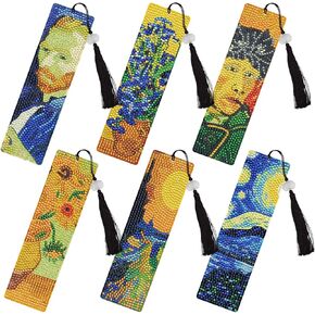 مرجعية مرجعية مرجعية من الماس - 6 أجهزة كمبيوتر DIY Van Gogh Diamond Art Lundmarks with Starry Night Sunflower Portrait Pattern Gem Art Hight Form